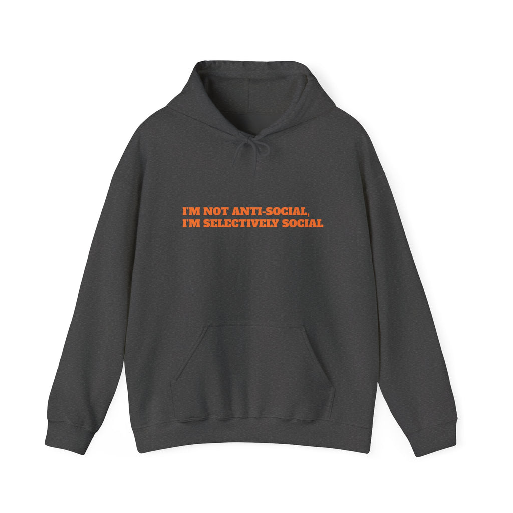 I'm Not Anti-Social Hoodie, Selectively Social Sweatshirt, Funny Quote Hoodie, Introvert Gift, Black Cozy Streetwear, Unisex Pullover